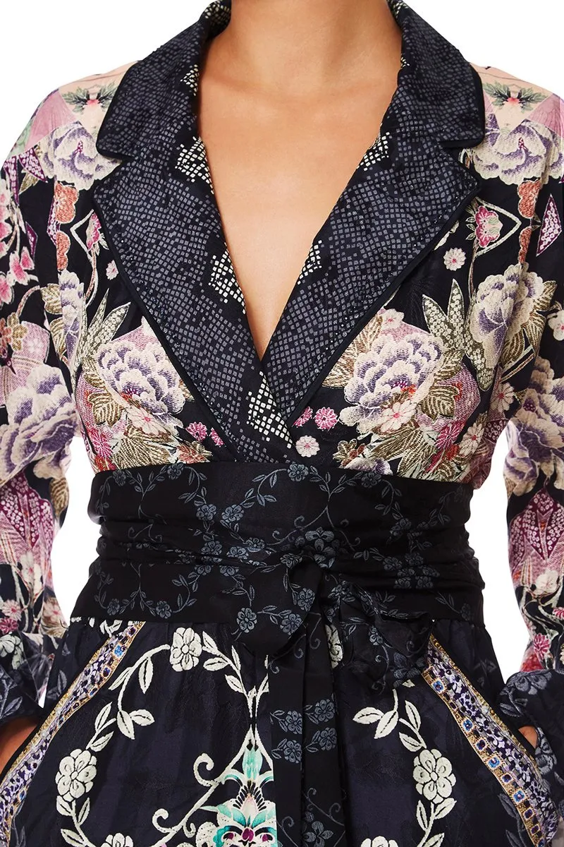 KIMONO SLEEVE JUMPSUIT W/PIPING NIGHTS WITH HER