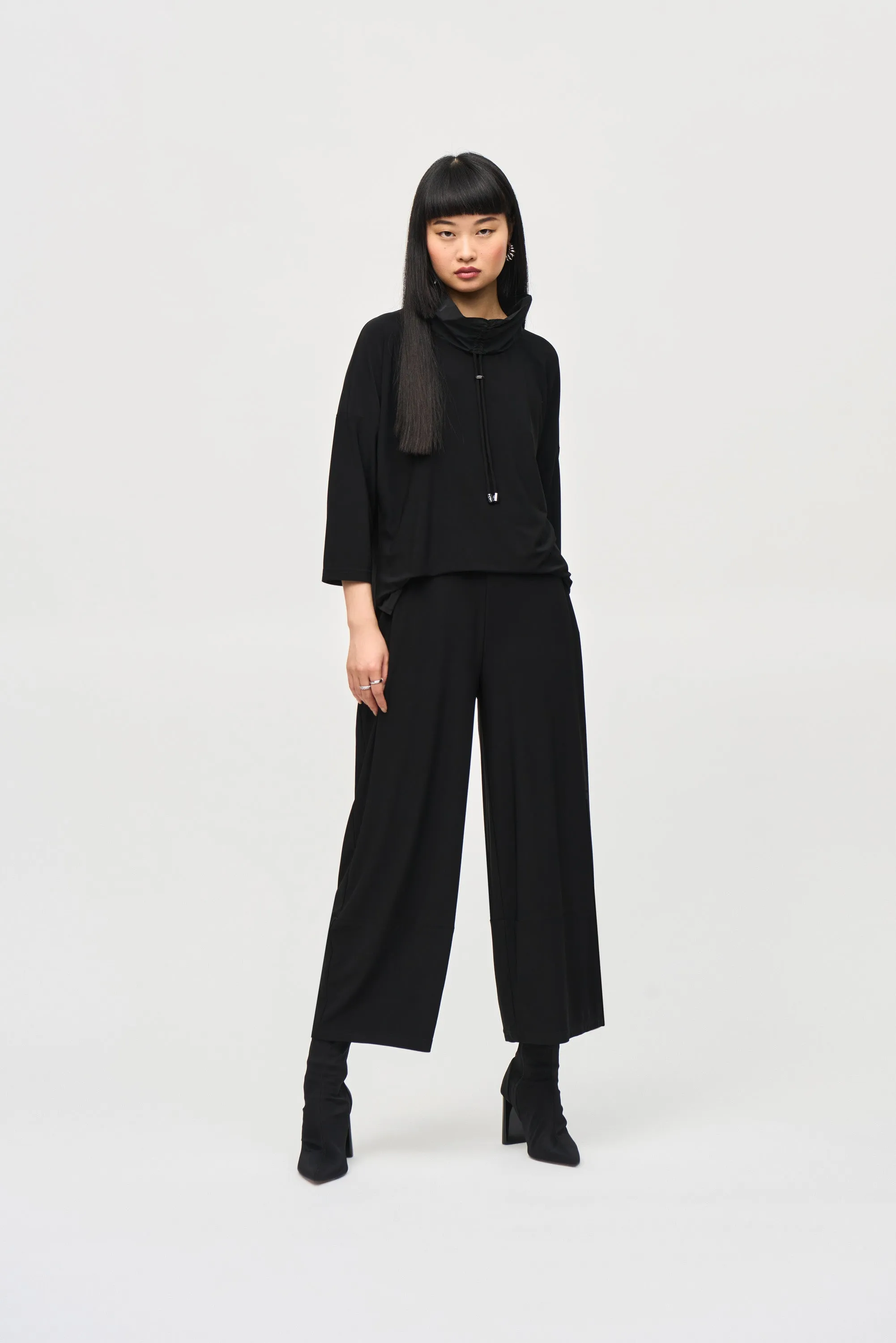 Lantern Cinch Neck Jumpsuit, Black