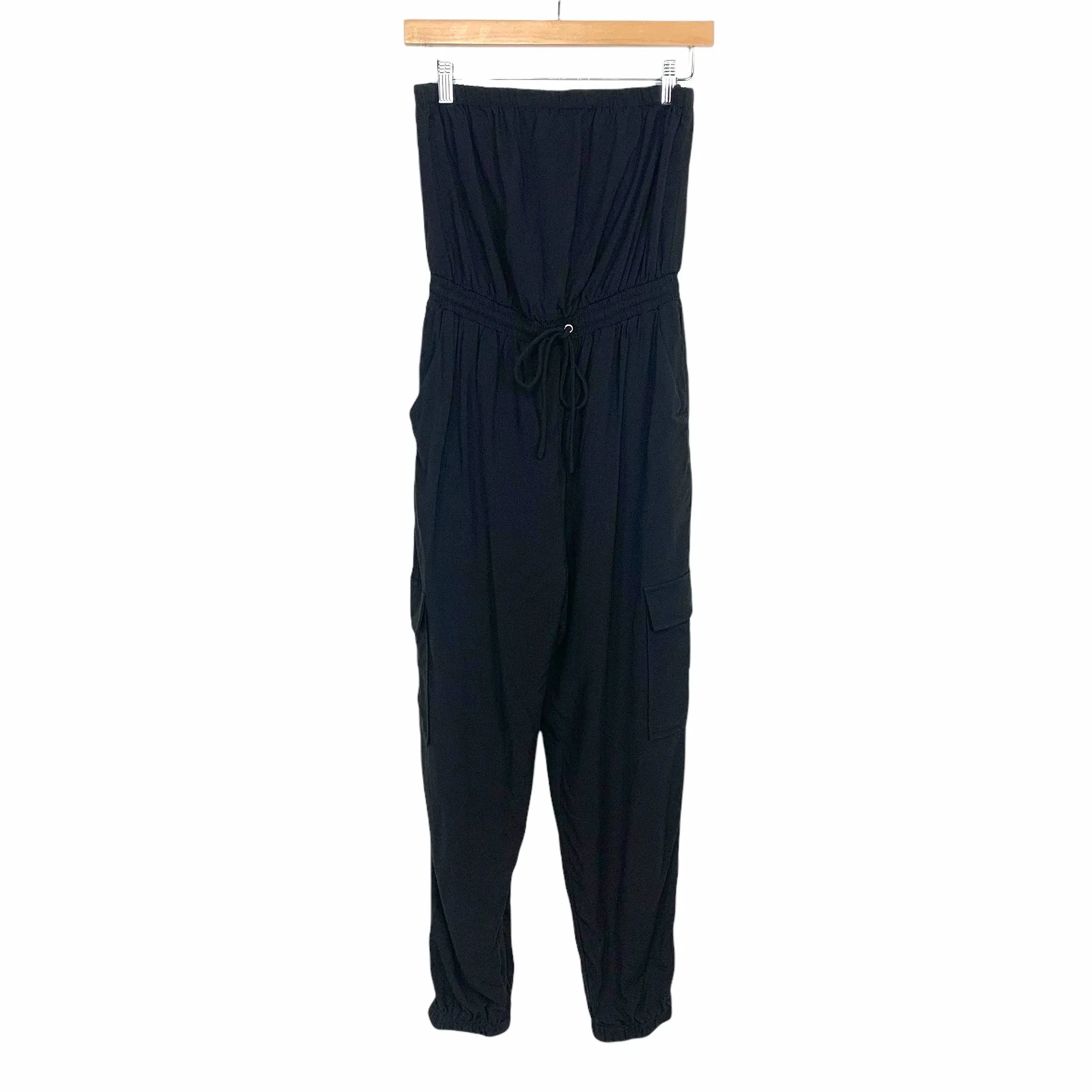 Le Lis Black Strapless Drawstring Waist Jumpsuit NWT- Size S