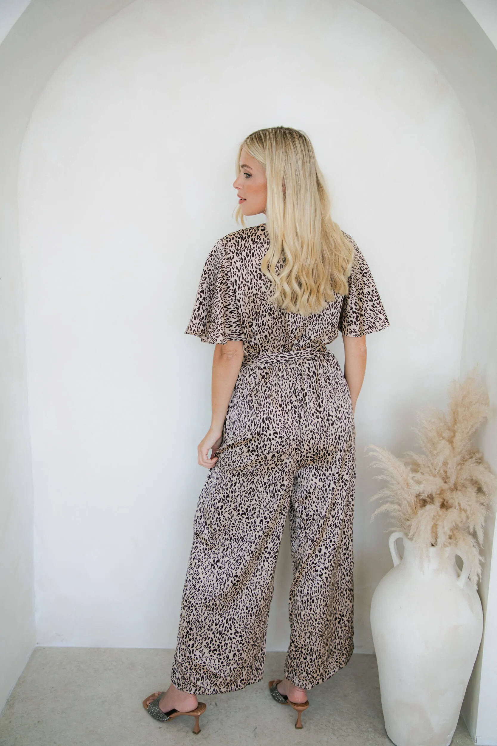 Leopard Printed Satin Jumpsuit