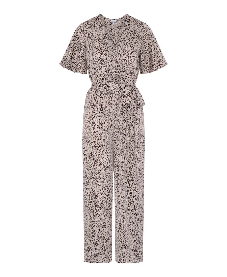 Leopard Printed Satin Jumpsuit