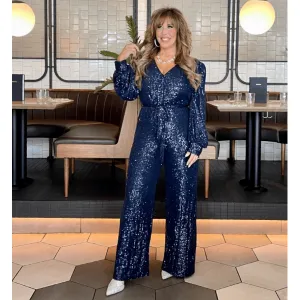 Life of the Party Sequined Wrap Tie Jumpsuit