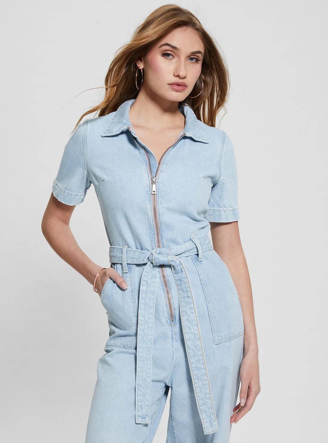 Light Wash Blue Denim Brenda Jumpsuit