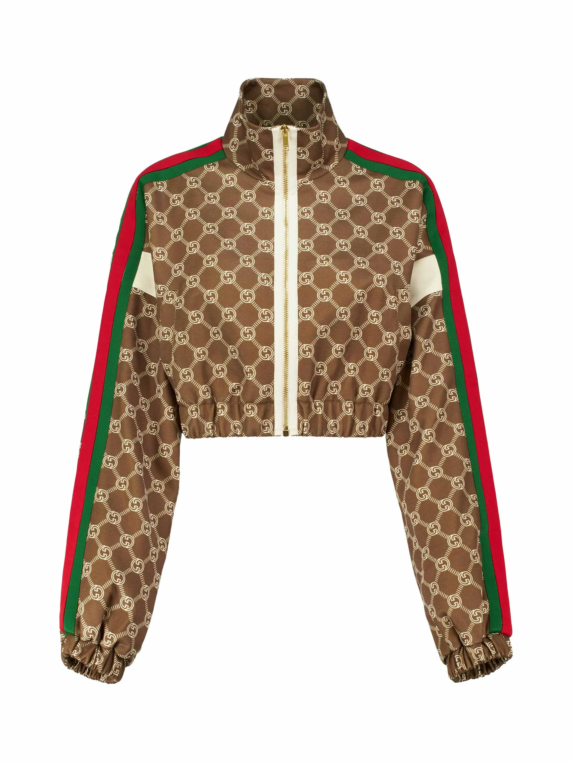 Logo print cropped jersey track jacket