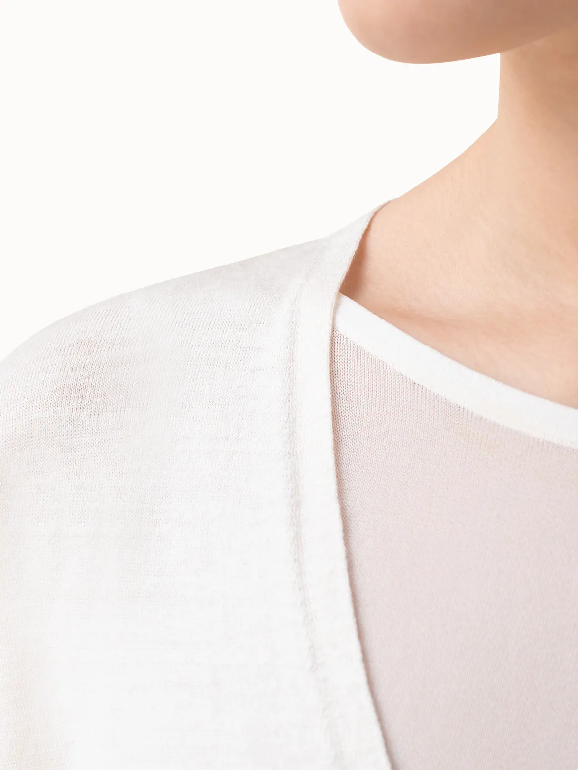 Long Sleeve Linen Silk V-Neck Pullover