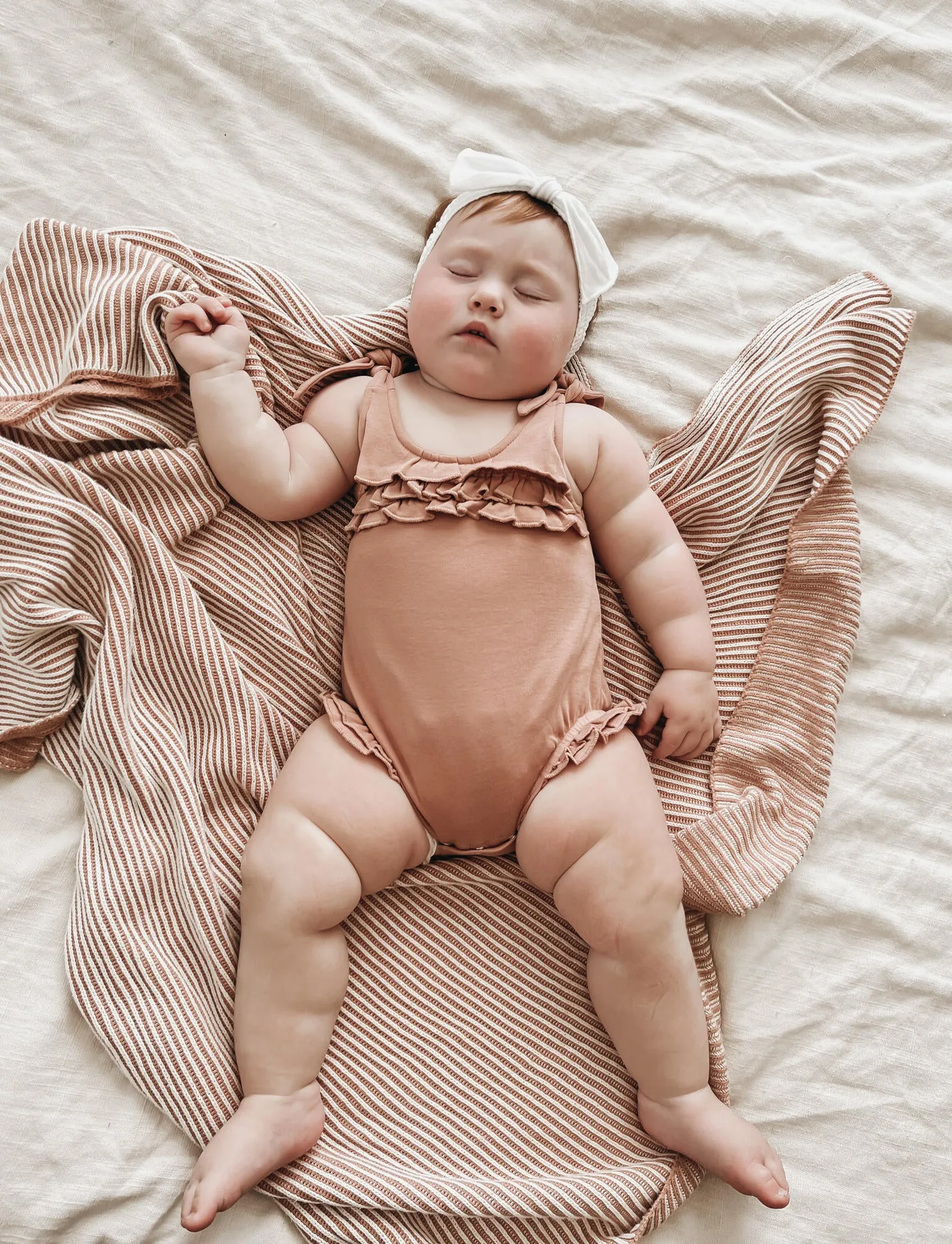 L’ovedbaby Ruffle Tie Shoulder Bodysuit - Adobe