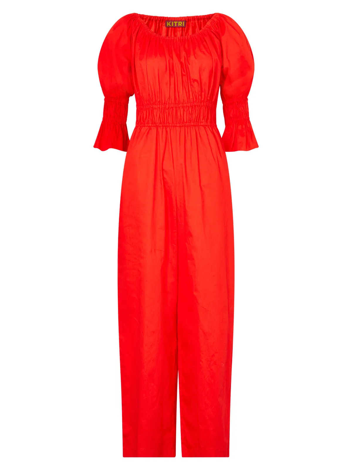 Maya Red Cotton Jumpsuit