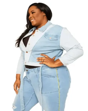 Melissa Belted Denim Trucker Jacket | 3209 Blue