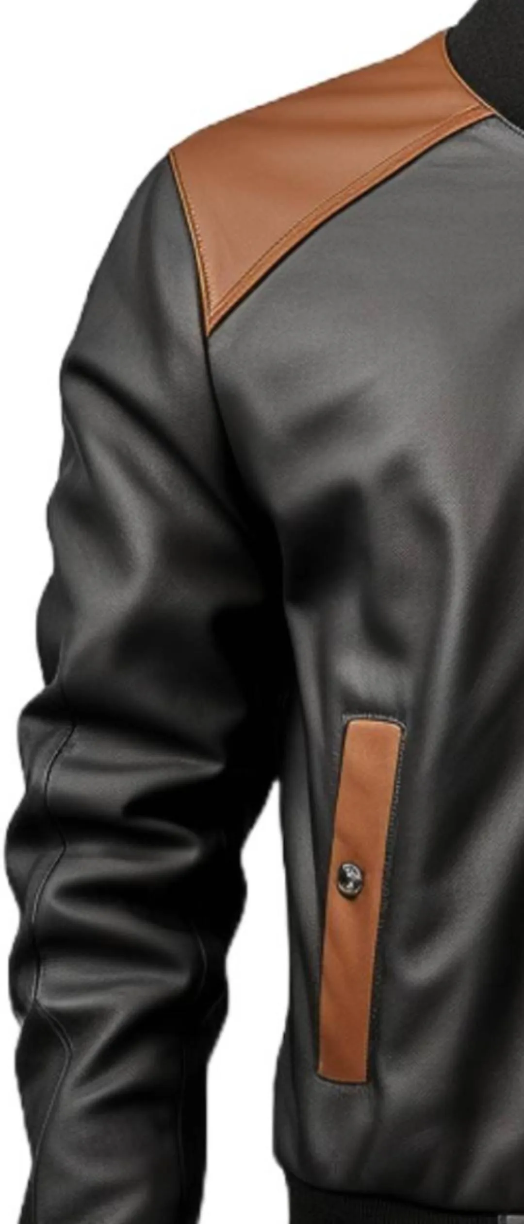Men Black Bomber Leather Jacket - Leather Bomber Jacket