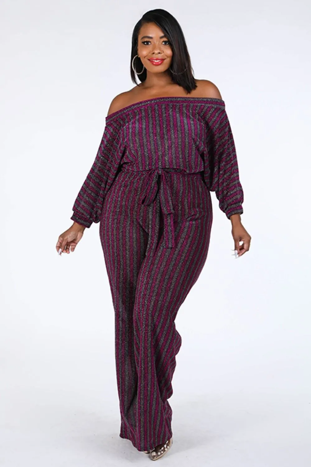 Metallic Stripe Jumpsuit
