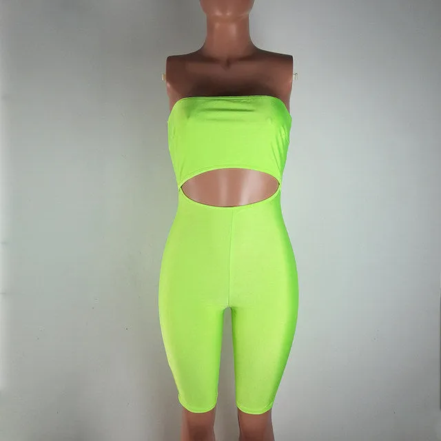 Neon cutout jumpsuit romper