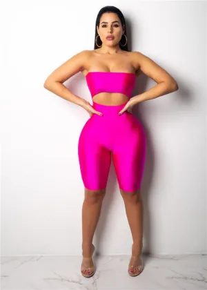 Neon cutout jumpsuit romper