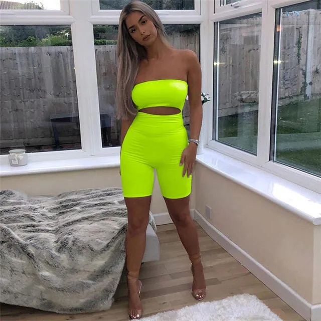 Neon cutout jumpsuit romper