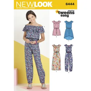 Newlook Pattern 6444 Girl's Dress and Jumpsuit in Two Lengths