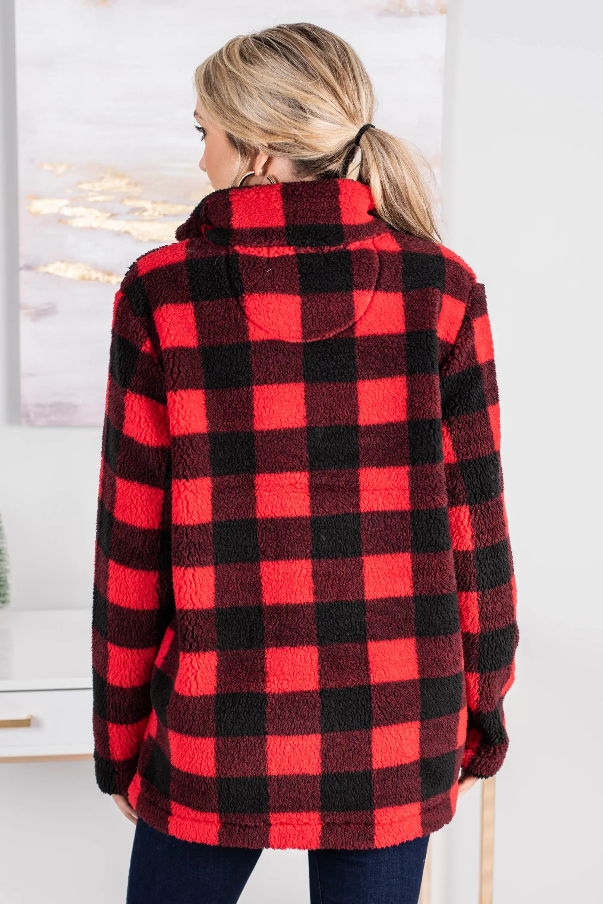 On The Hunt Red Buffalo Plaid Pullover