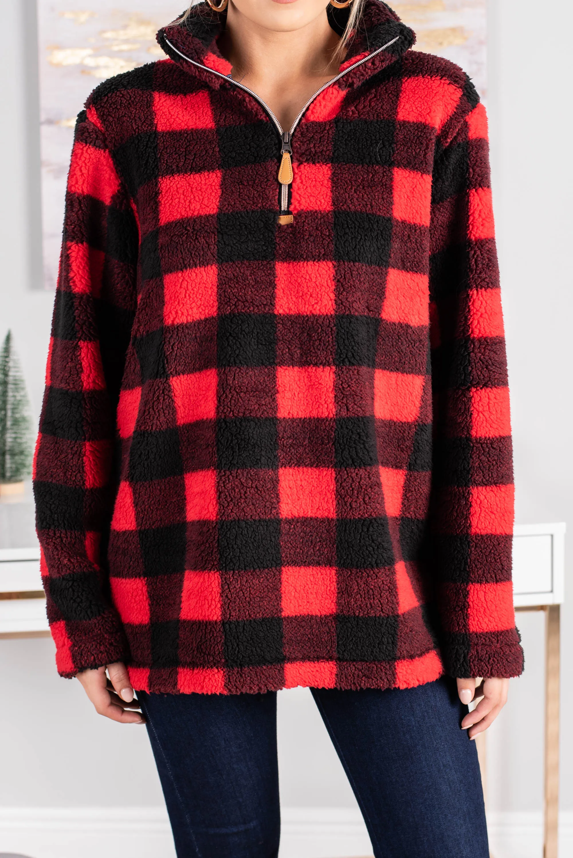 On The Hunt Red Buffalo Plaid Pullover