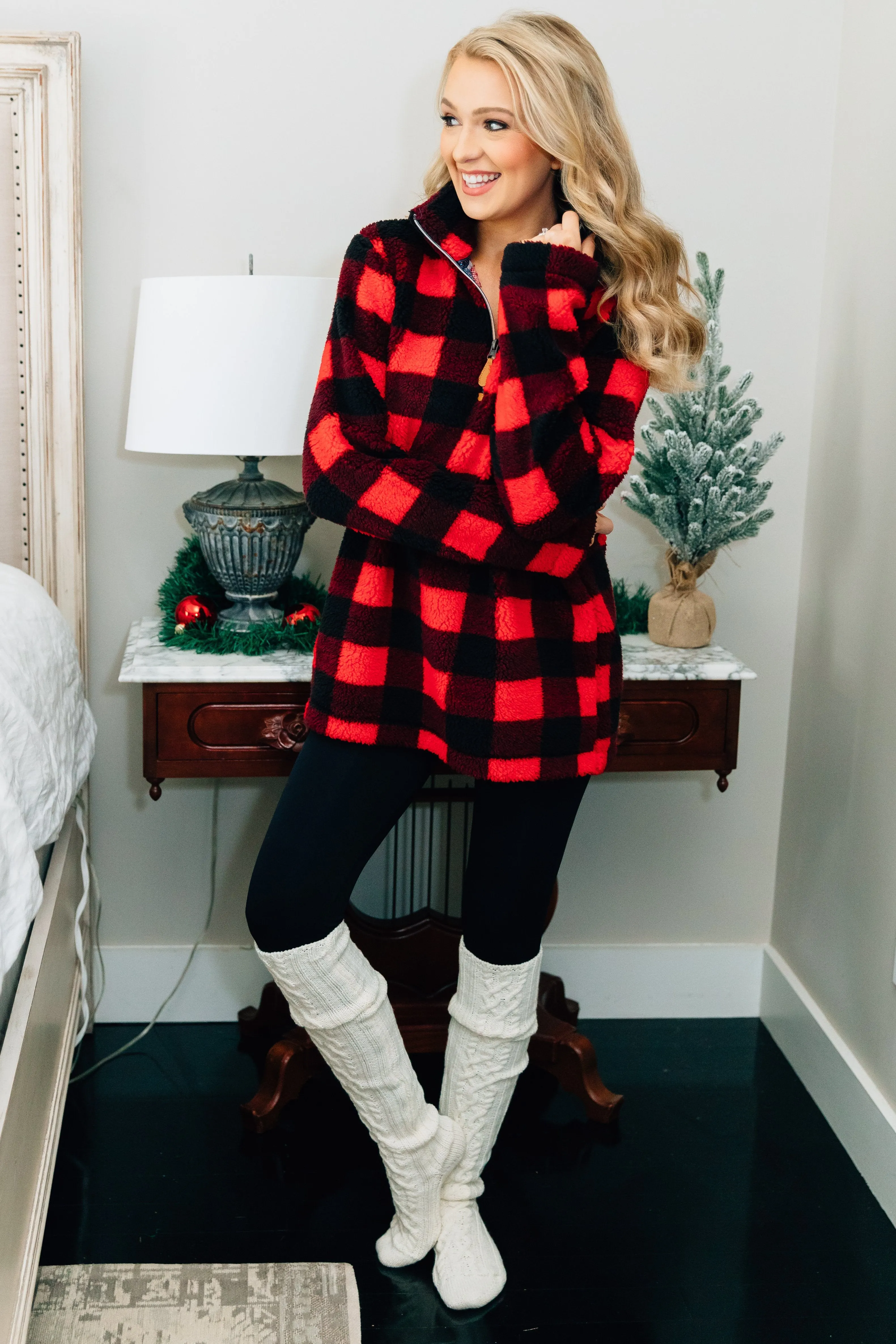On The Hunt Red Buffalo Plaid Pullover