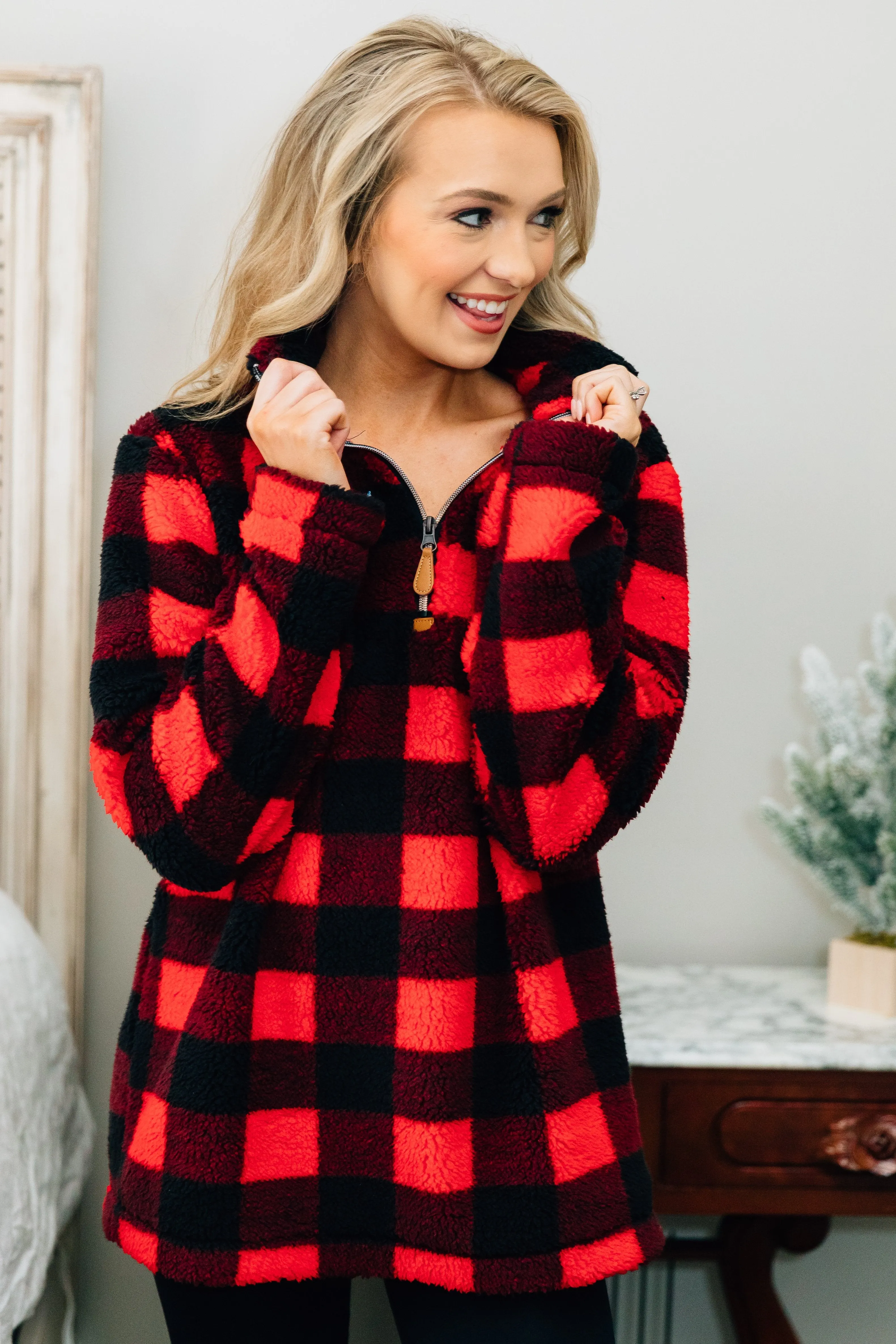 On The Hunt Red Buffalo Plaid Pullover