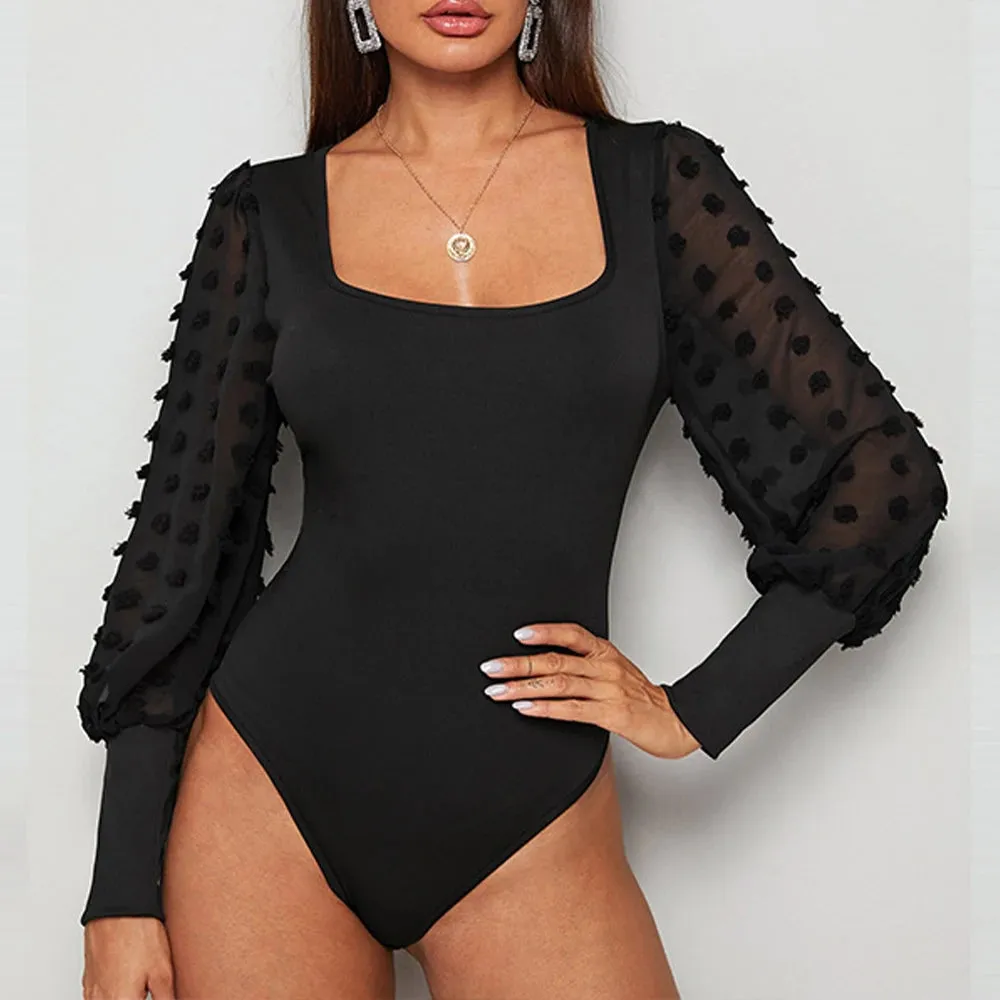 One Piece Sexy Bodysuit Jumpsuits Long Sleeved Women Clothing Elastic Fashion Korean Tight Tops Female Clothing Casual T-shirt