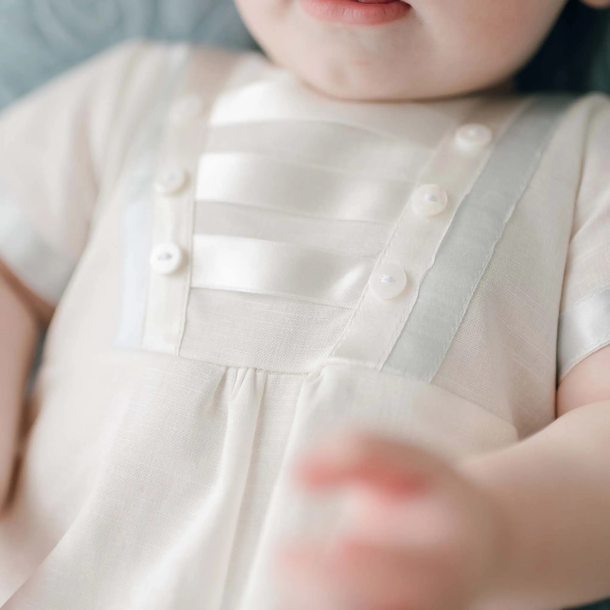 Owen Linen Christening Romper