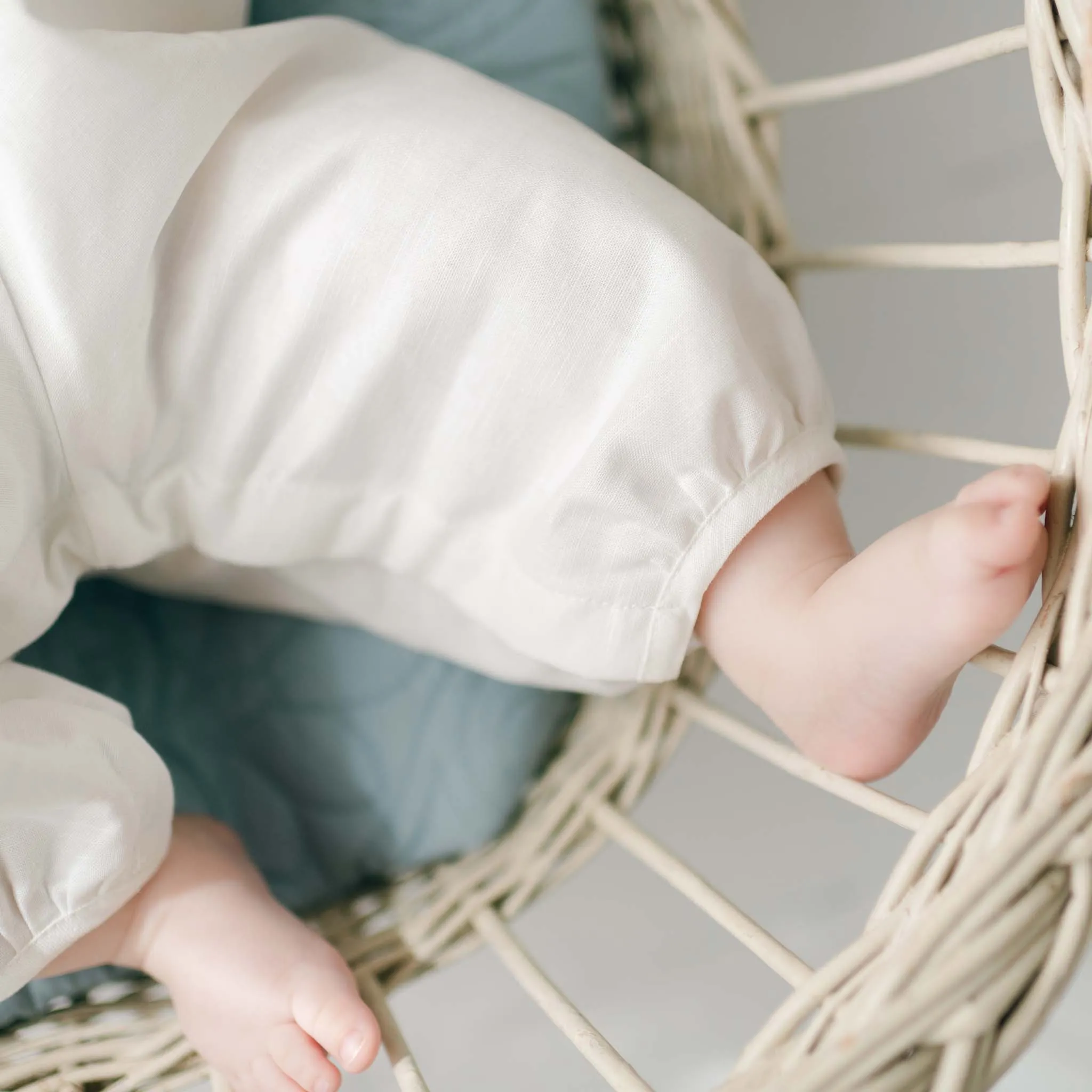 Owen Linen Christening Romper