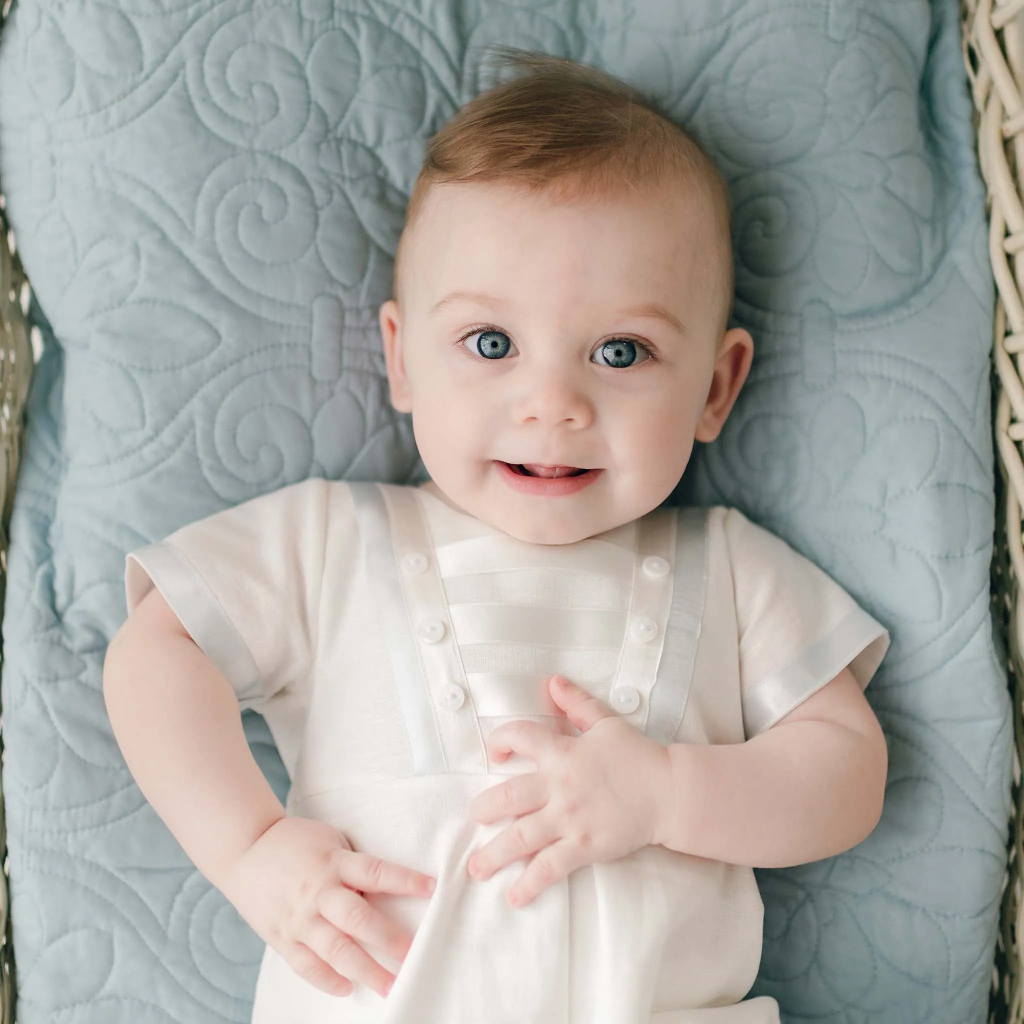 Owen Linen Christening Romper