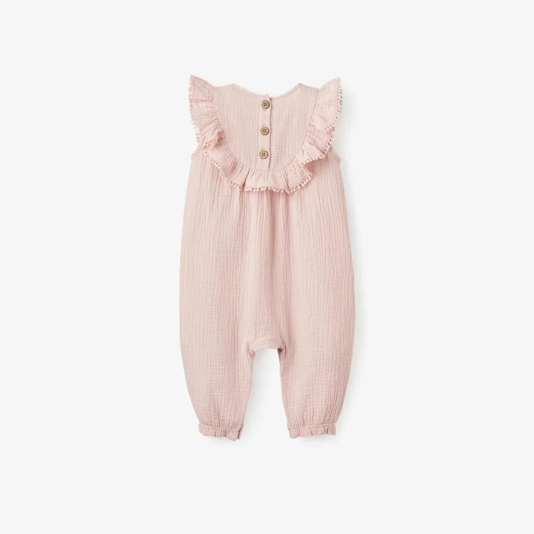Pink Jumpsuit w/ Crochet Trim