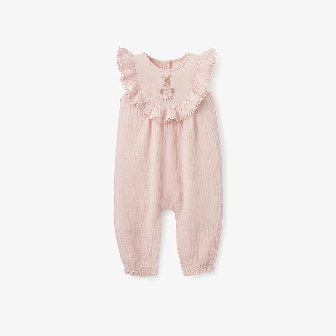 Pink Jumpsuit w/ Crochet Trim