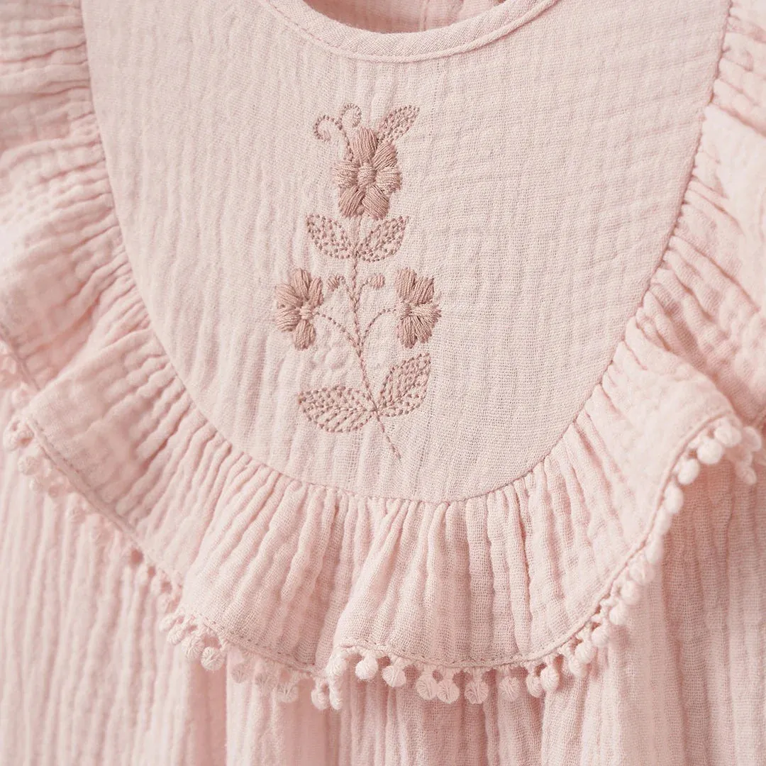 Pink Jumpsuit w/ Crochet Trim