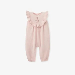 Pink Jumpsuit w/ Crochet Trim