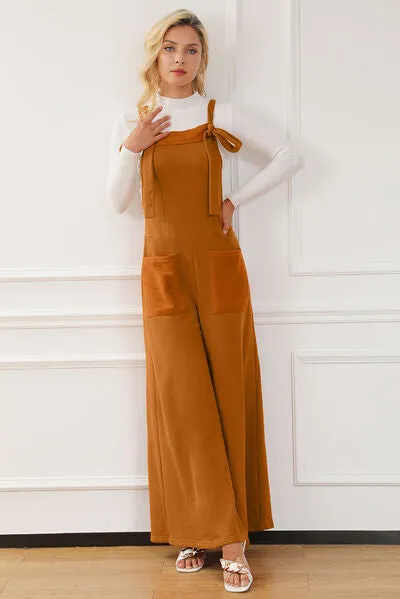 Pocketed Square Neck Wide Strap Jumpsuit