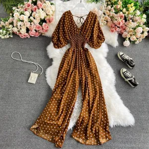 Polka Dot Print Jumpsuit - multiple colors