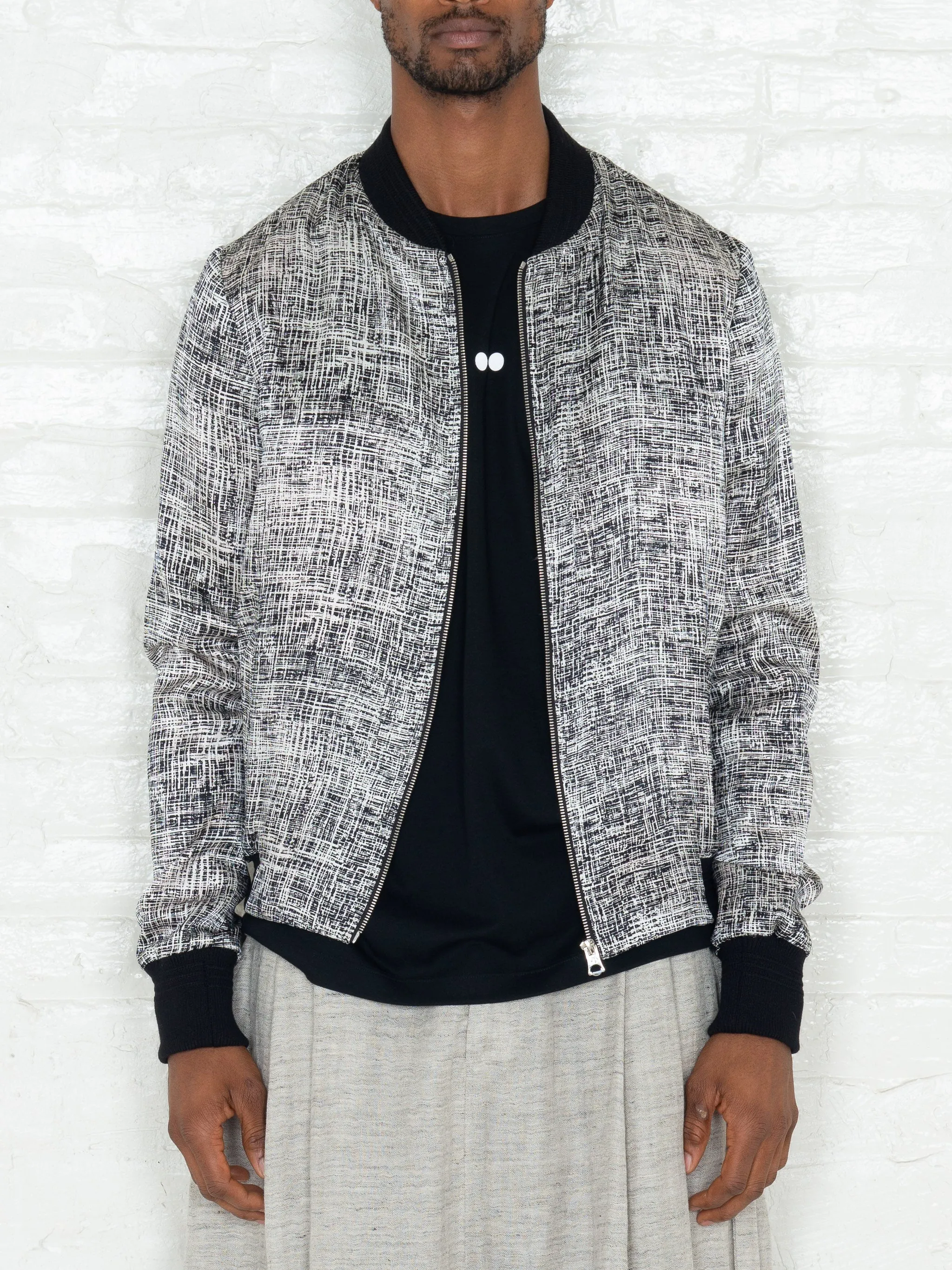 "The Classic Bomber" in Light Grey Print