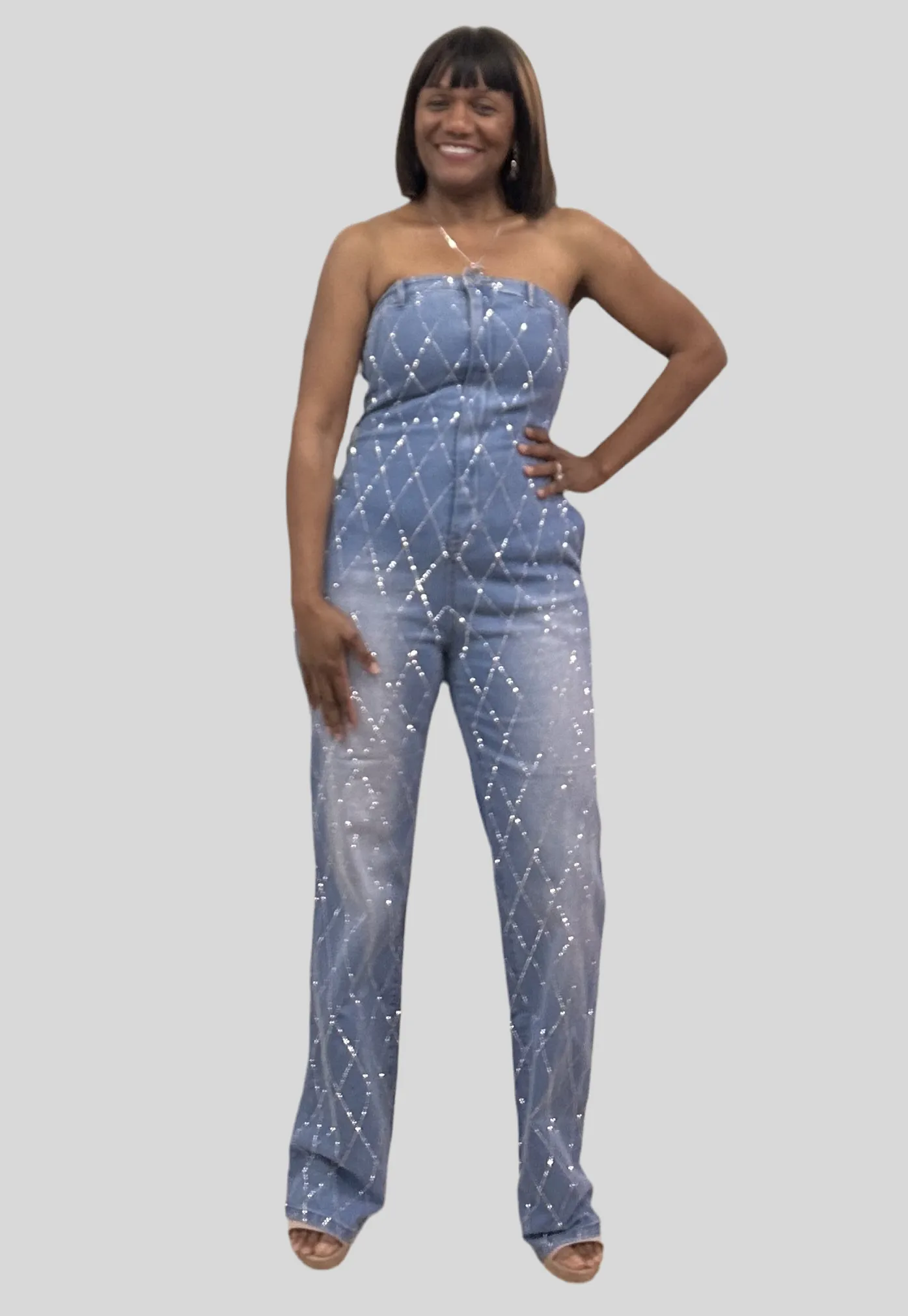 Rhinestone Halter Jumpsuit