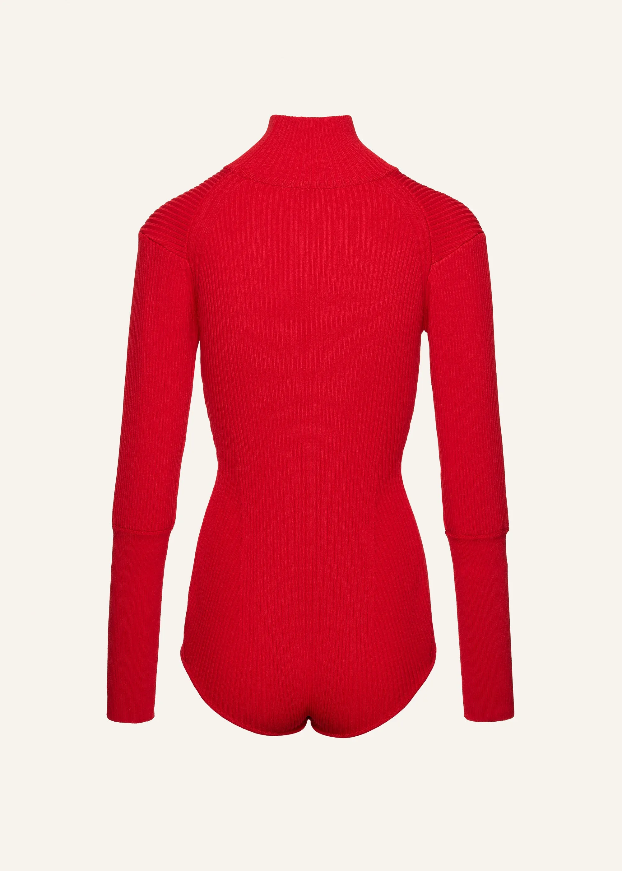 Ribbed high-neck bodysuit in red