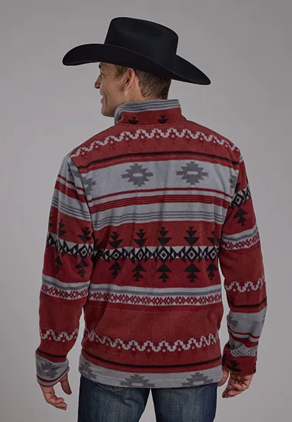 Roper Men's Wine Aztec Fleece 1/4 Zip Pullover 0250-6631WN