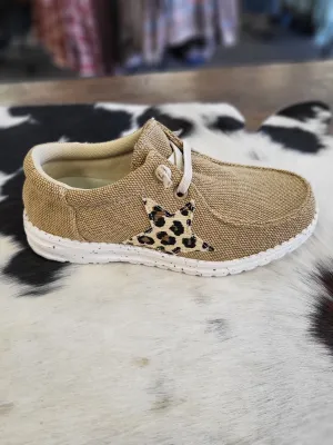 ROPER YOUTH HANG LOOSE TAN LEOPARD STAR CANVAS SHOE