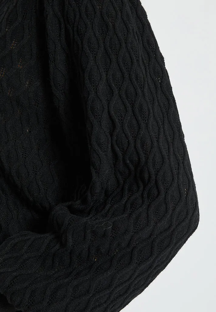 Rosalia Puff Sleeve Knit Pullover - Black