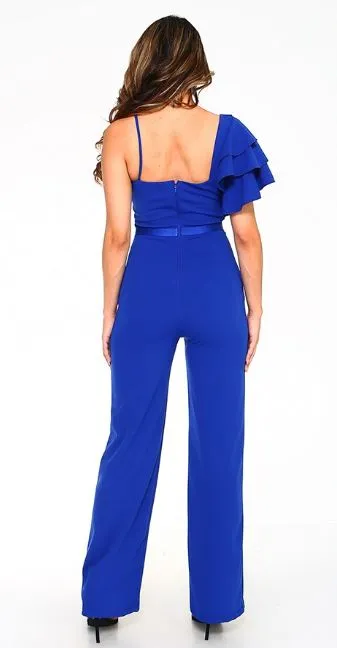 Royal Blue One Shoulder Jumpsuit