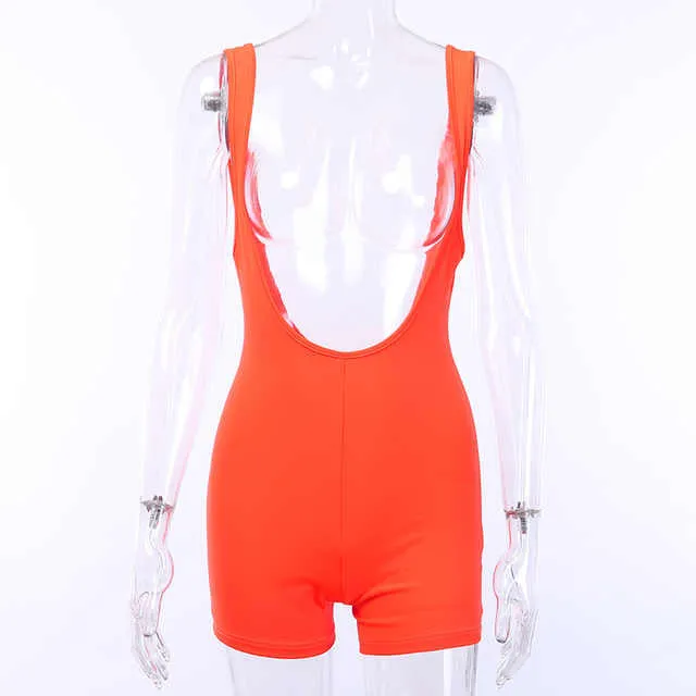 Sassy neon suspenders biker shorts jumpsuit