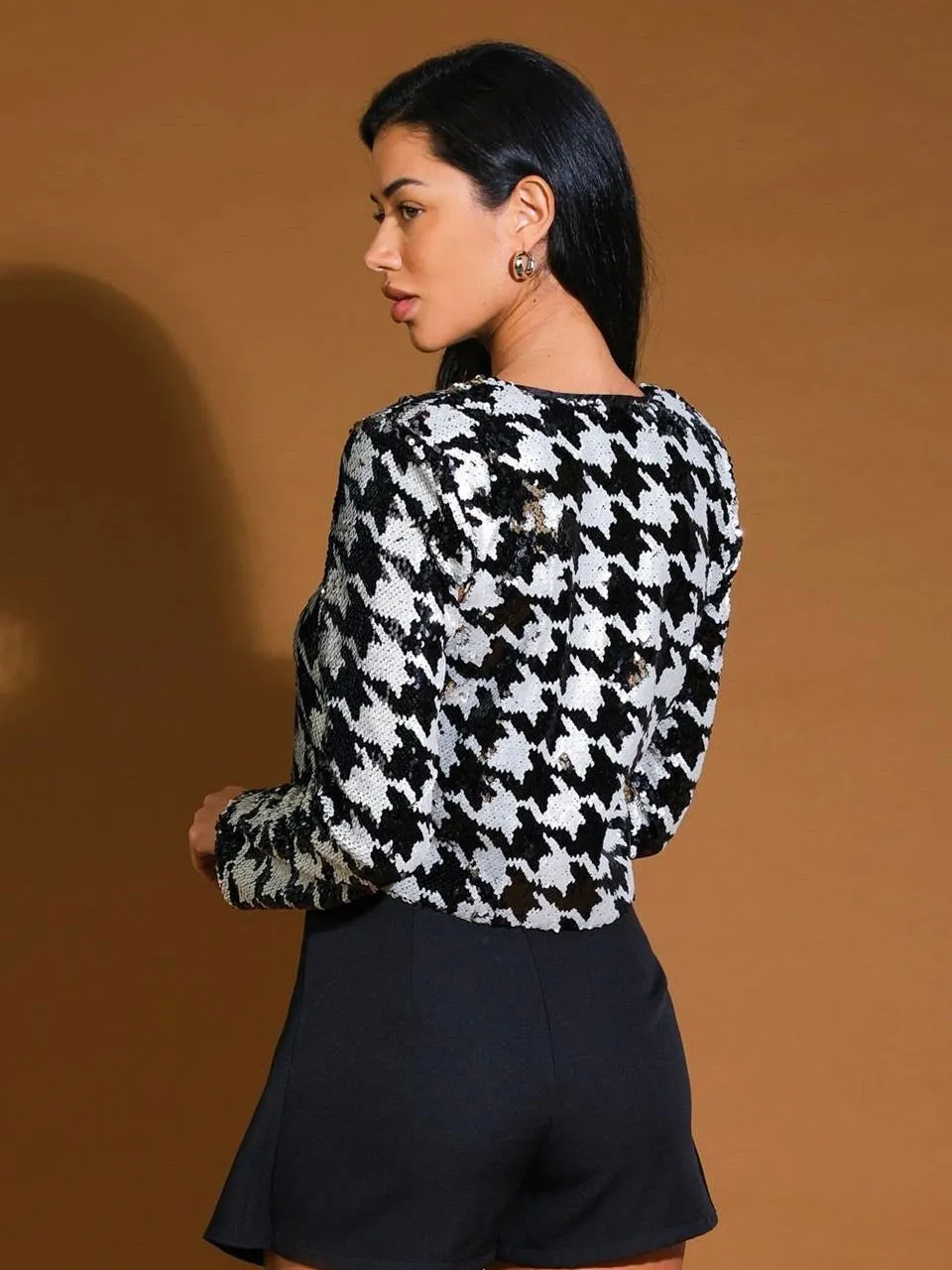 Sequin & Houndstooth Bow Tie Jacket