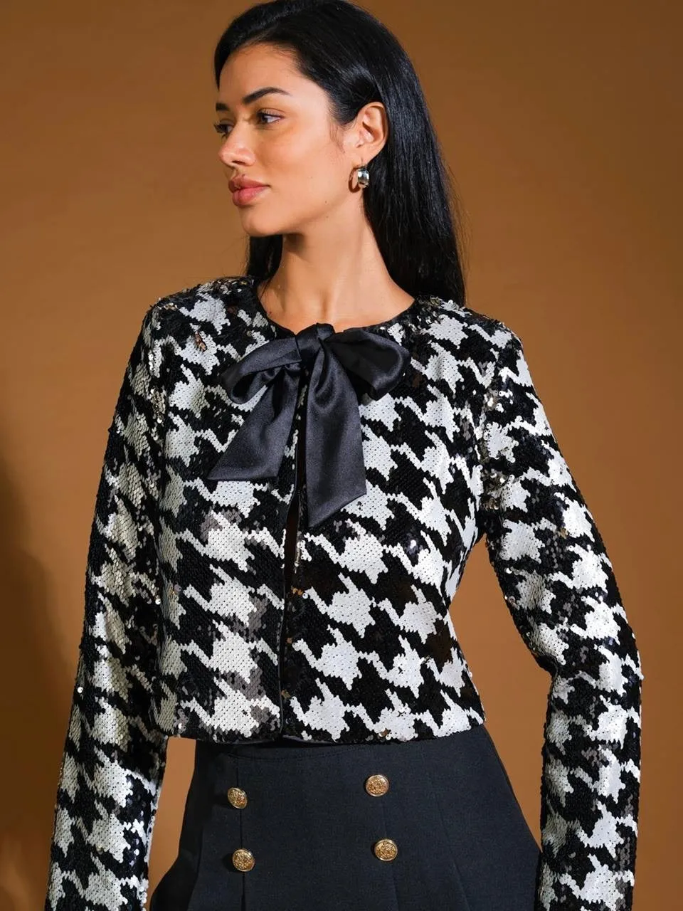 Sequin & Houndstooth Bow Tie Jacket