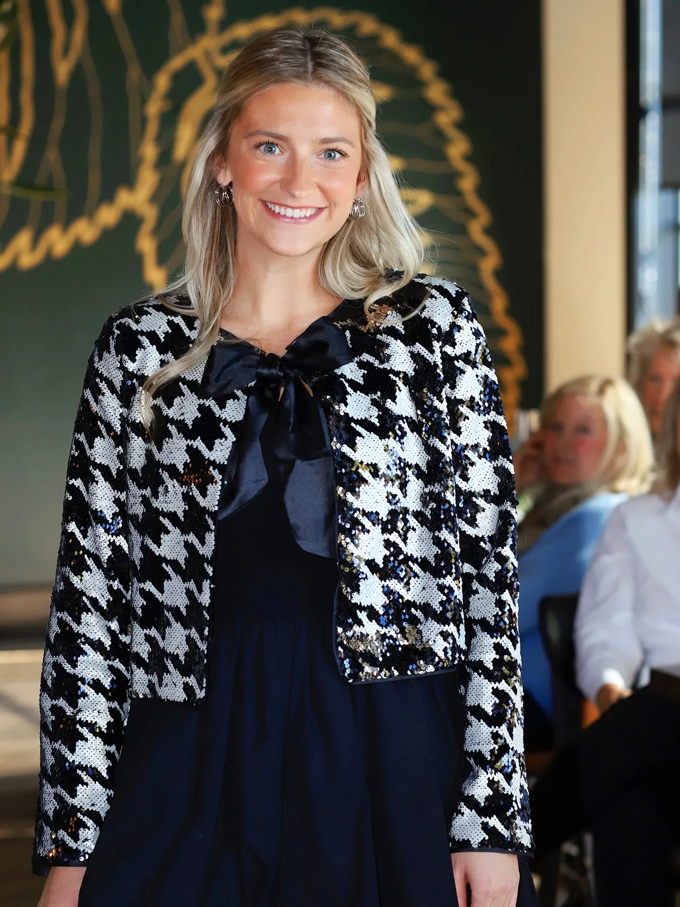 Sequin & Houndstooth Bow Tie Jacket