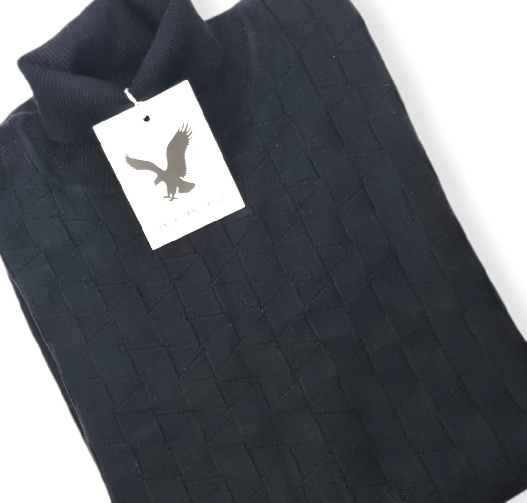 [Slim Fit] Men High Collar (Turtleneck) Pullover AE (triangle shapes) - Black