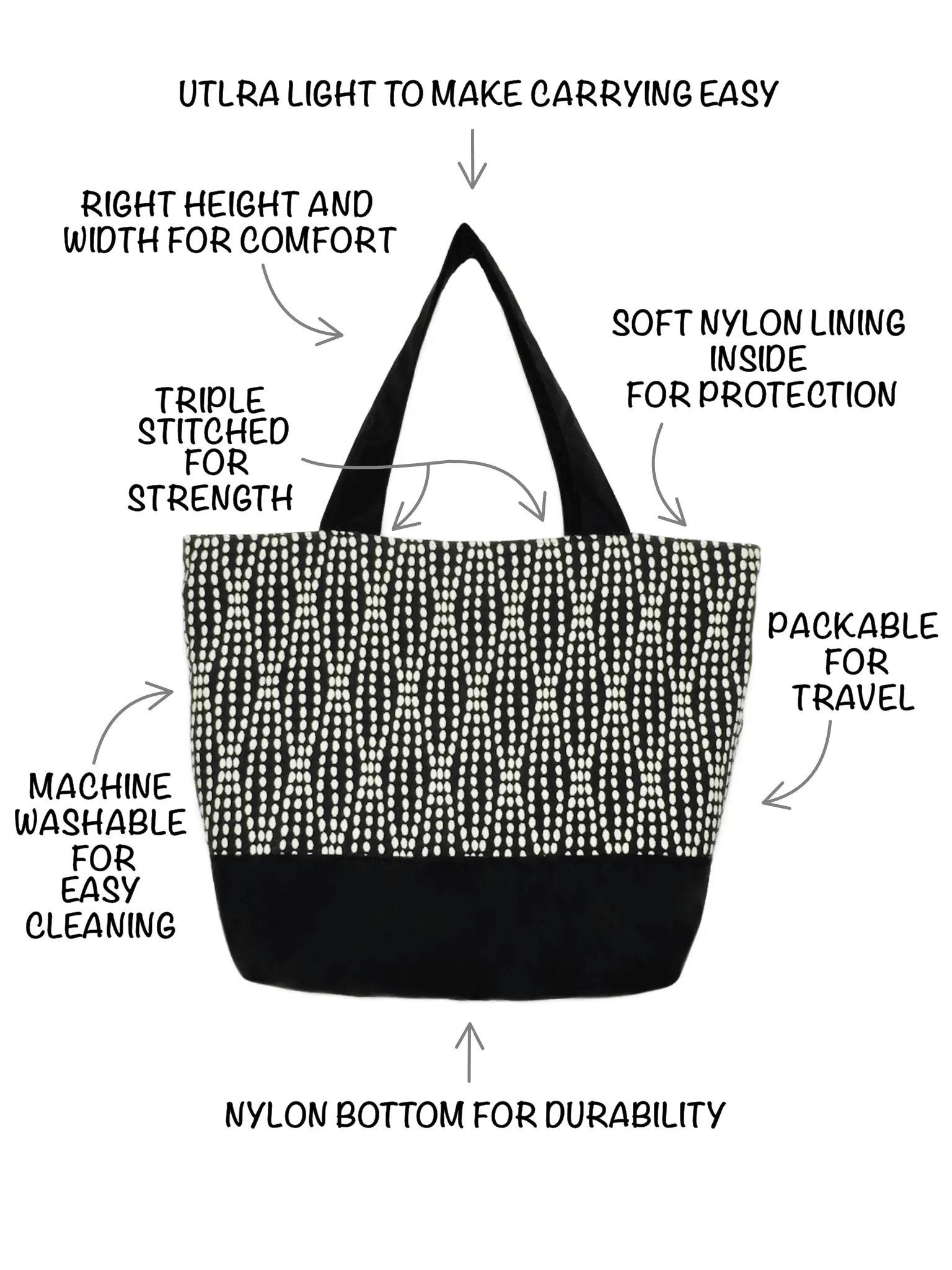 Soleil in Tan | Black Nylon | RTS Essential Tote Bag | Medium
