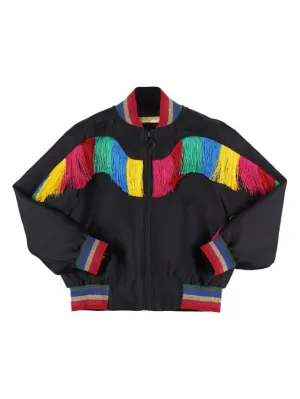 Stella McCartney Kids   Cotton blend bomber jacket w/fringe 