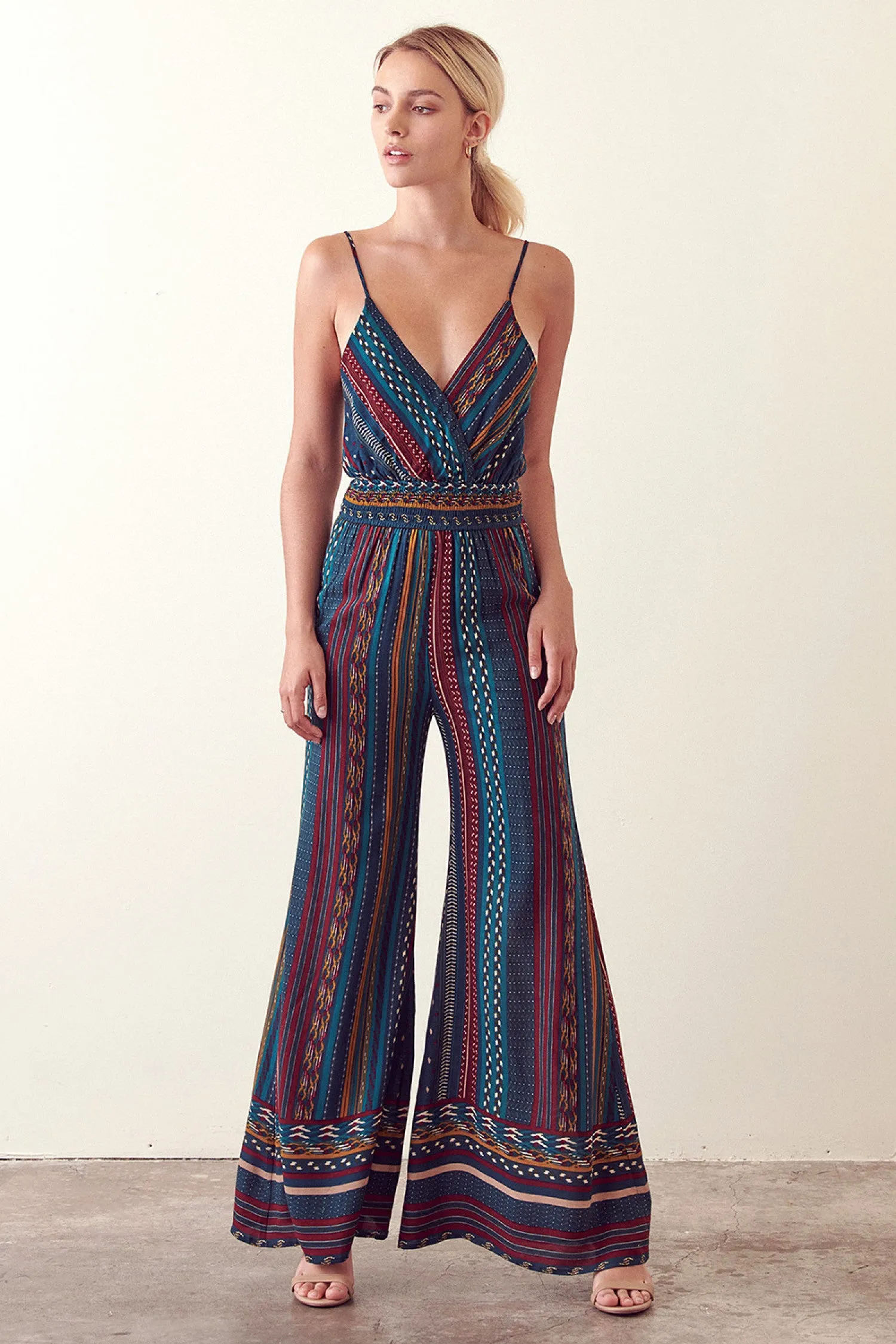 Storia Multi-Colored Print Wide Leg Jumpsuit