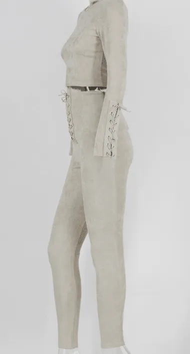 SUEDE FITTED JUMPSUIT