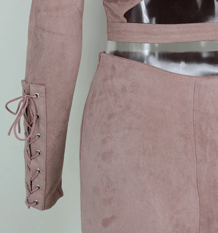 SUEDE FITTED JUMPSUIT