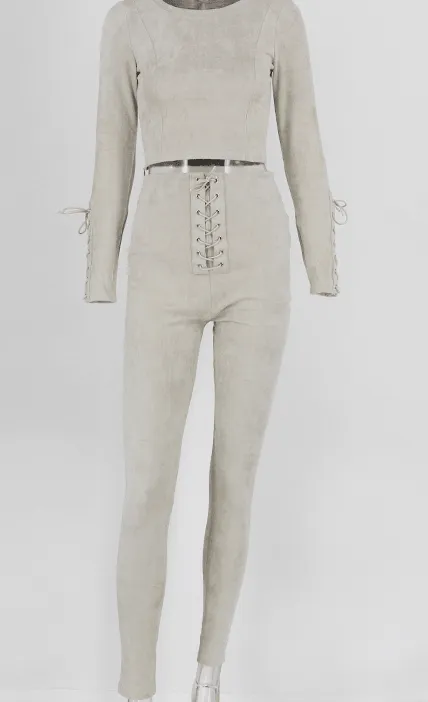 SUEDE FITTED JUMPSUIT